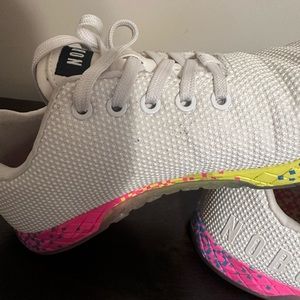 No Bull trainers white with rainbow soles